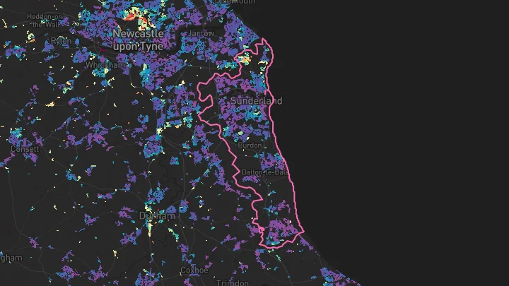 House price heatmap showing property values across Sunderland