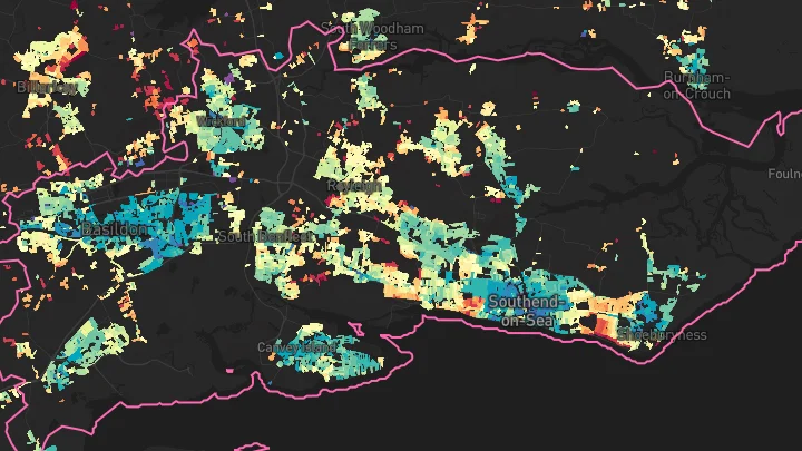 House price heatmap showing property values across Southend-on-Sea