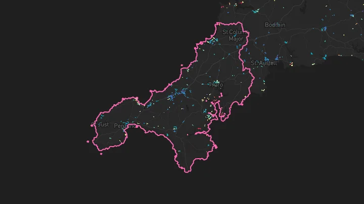 House price heatmap showing property values across Truro