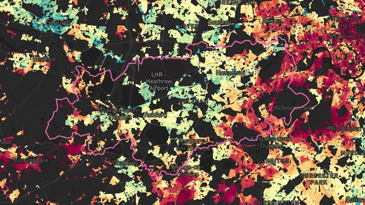 House price heatmap showing property values across Twickenham