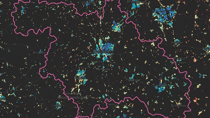 House price heatmap showing property values across Worcester