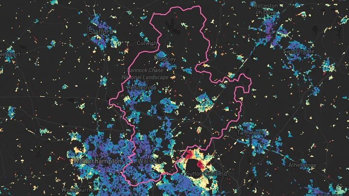 House price heatmap showing property values across Walsall