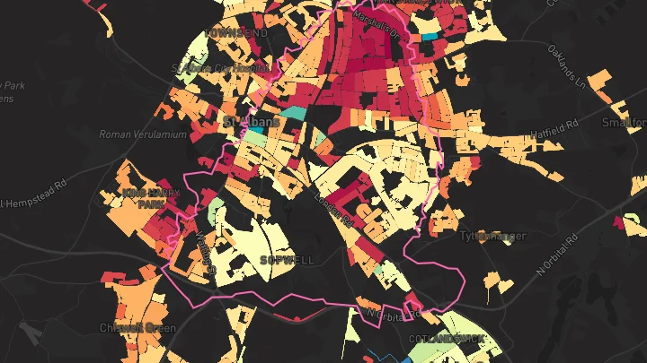 House price heatmap showing property values across St Albans