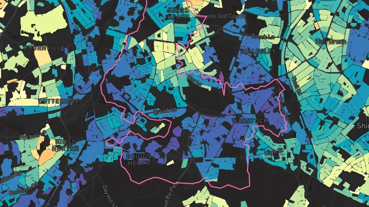 House price heatmap showing property values across Birmingham