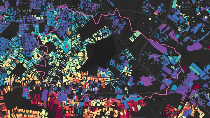 House price heatmap showing property values across Birmingham