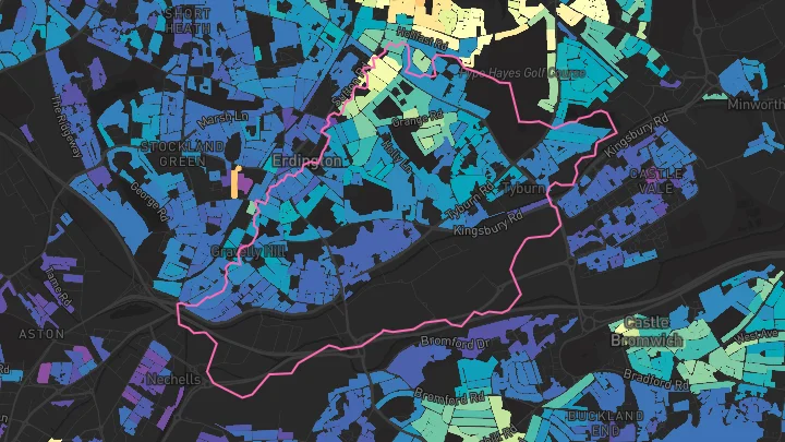 House price heatmap showing property values across Birmingham