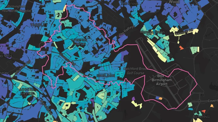 House price heatmap showing property values across Sheldon