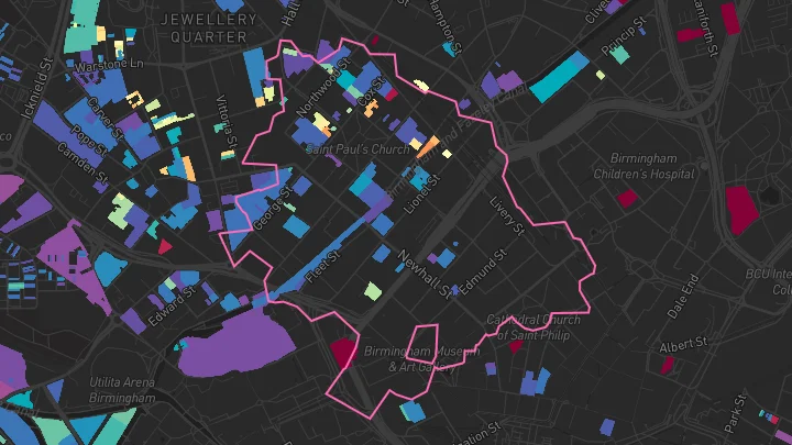 House price heatmap showing property values across Birmingham