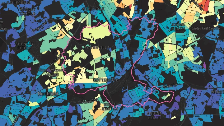 House price heatmap showing property values across Birmingham
