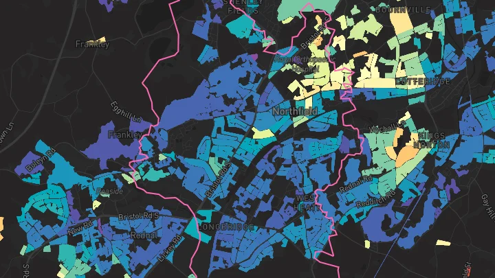 House price heatmap showing property values across Birmingham
