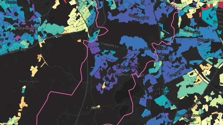 House price heatmap showing property values across Birmingham