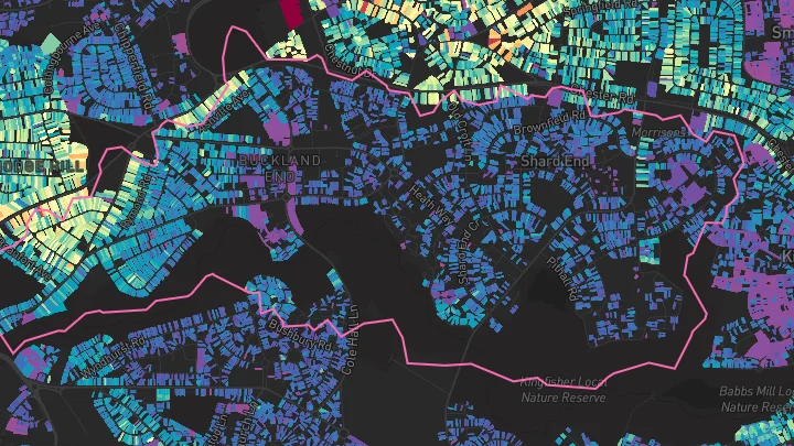 House price heatmap showing property values across Birmingham