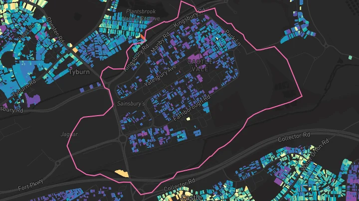 House price heatmap showing property values across Castle Vale