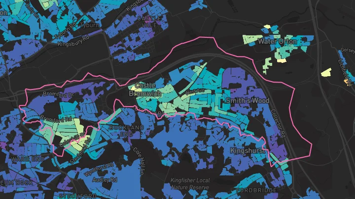 House price heatmap showing property values across Birmingham