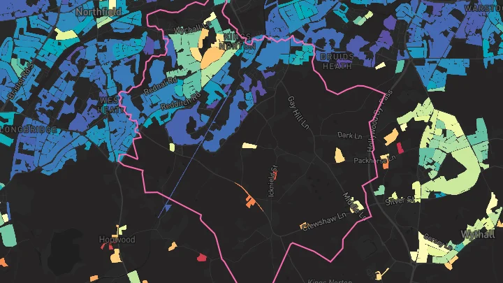House price heatmap showing property values across Birmingham
