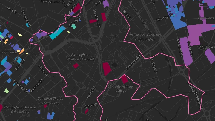 House price heatmap showing property values across Birmingham