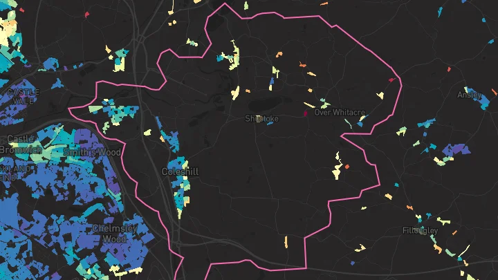 House price heatmap showing property values across Coleshill