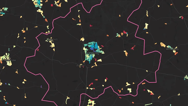 House price heatmap showing property values across Alcester