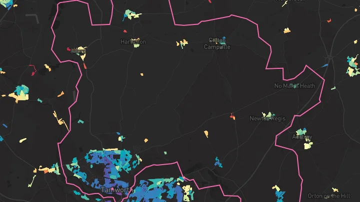 House price heatmap showing property values across Tamworth