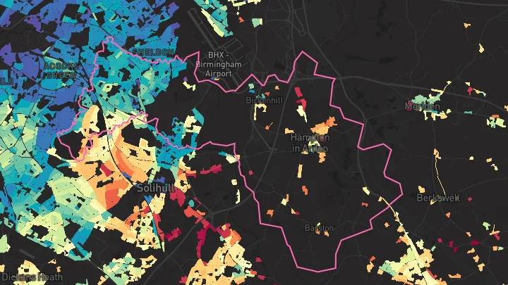 House price heatmap showing property values across Solihull