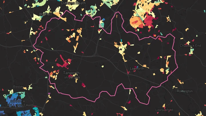 House price heatmap showing property values across Hockley Heath