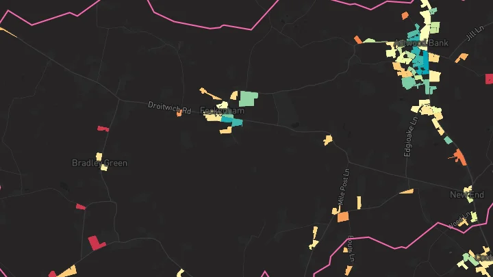 House price heatmap showing property values across Astwood Bank