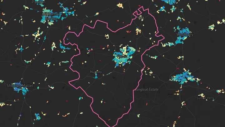 House price heatmap showing property values across Frome