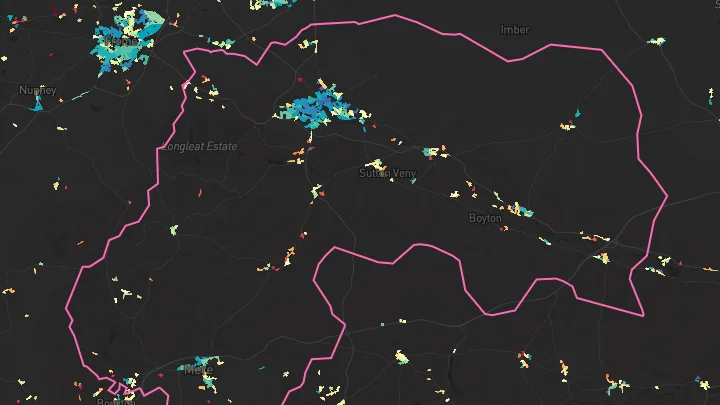 House price heatmap showing property values across Warminster