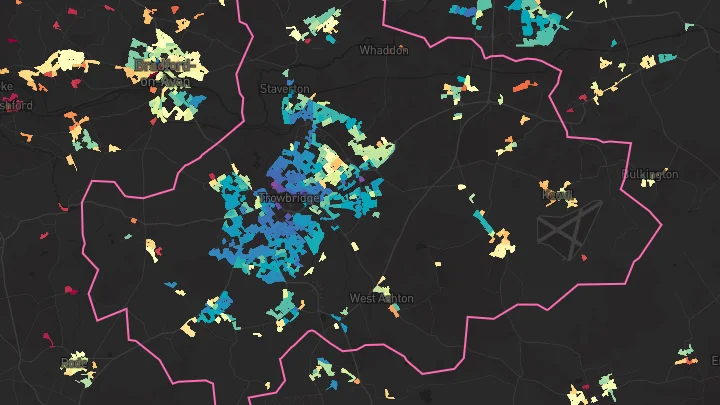 House price heatmap showing property values across Trowbridge