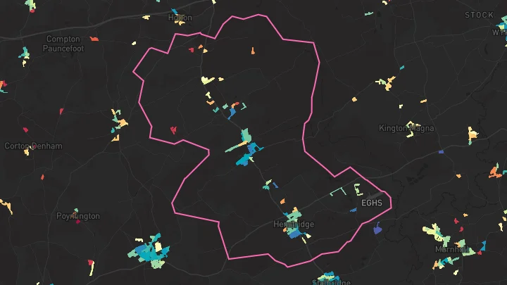 House price heatmap showing property values across Henstridge