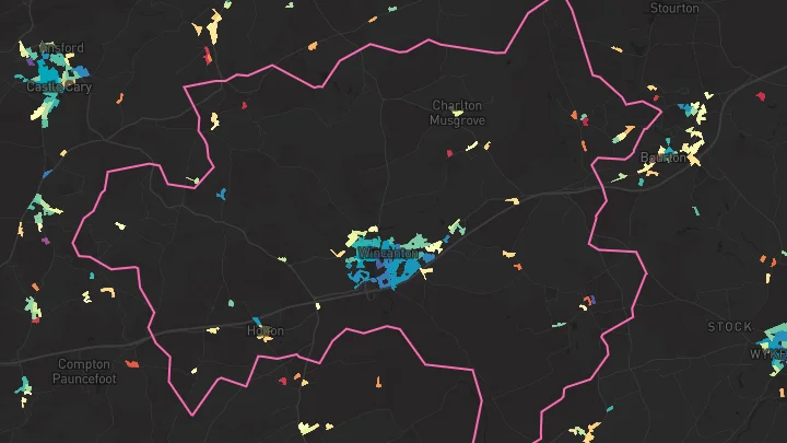 House price heatmap showing property values across Wincanton