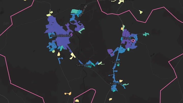 House price heatmap showing property values across Barnoldswick