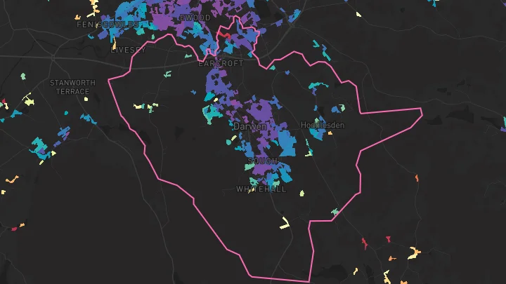 House price heatmap showing property values across Darwen