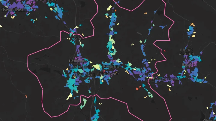 House price heatmap showing property values across Haslingden