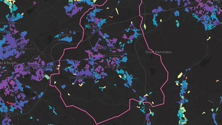 House price heatmap showing property values across Accrington