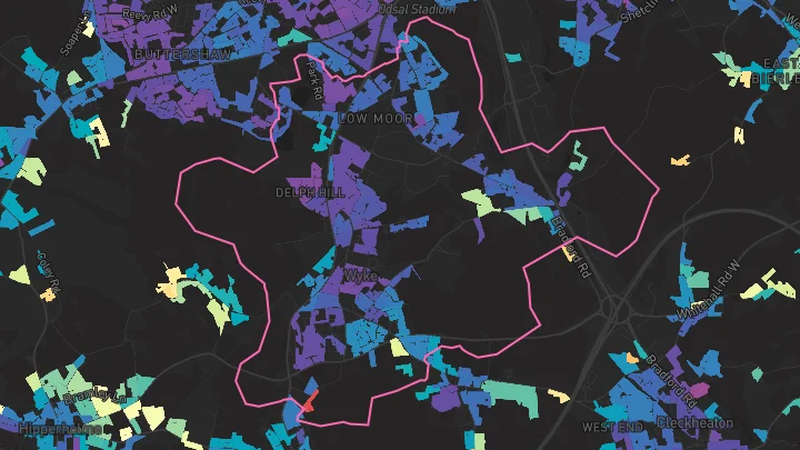 House price heatmap showing property values across Wyke