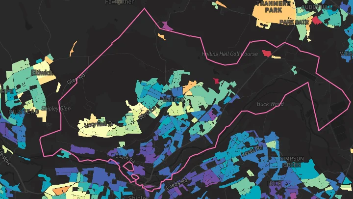 House price heatmap showing property values across Baildon