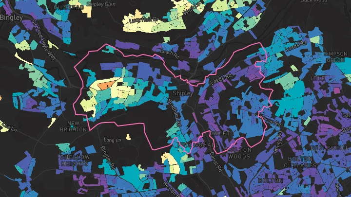 House price heatmap showing property values across Shipley
