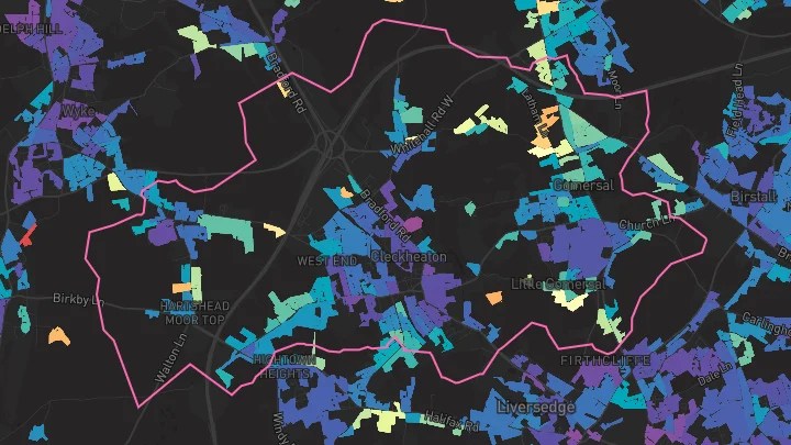 House price heatmap showing property values across Gomersal