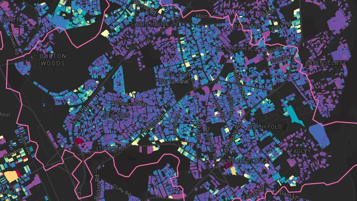 House price heatmap showing property values across Bradford