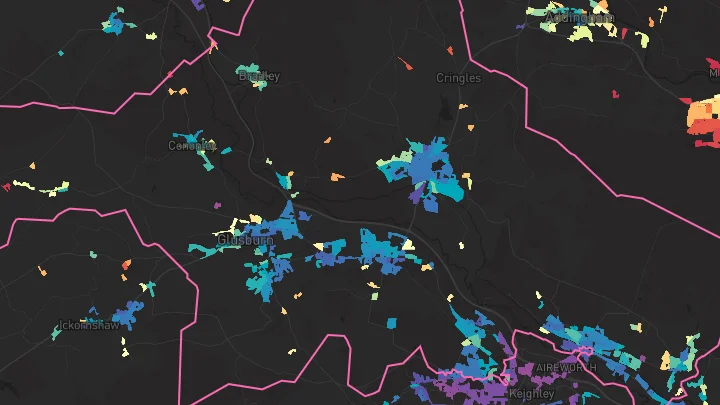 House price heatmap showing property values across Silsden
