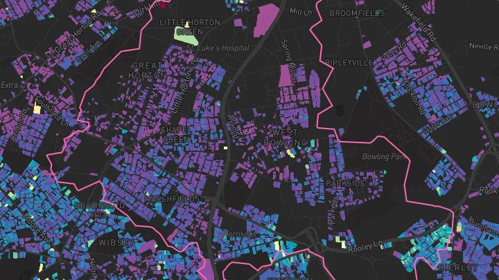 House price heatmap showing property values across Bradford