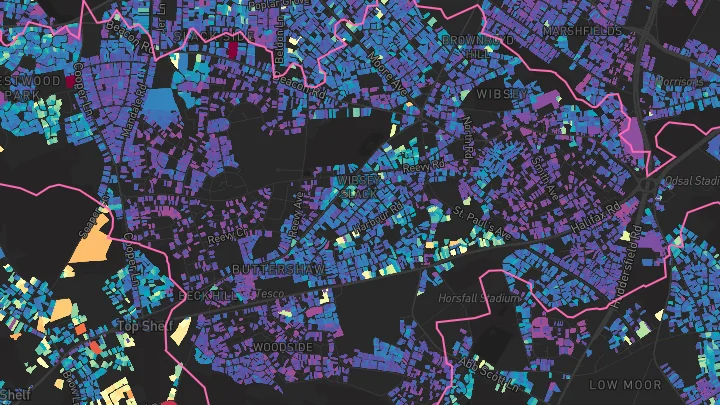 House price heatmap showing property values across Bradford