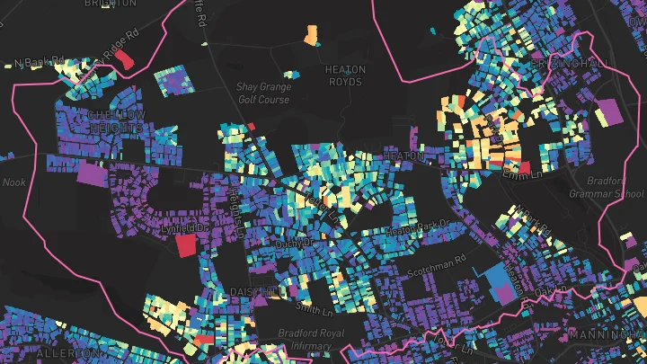House price heatmap showing property values across Bradford
