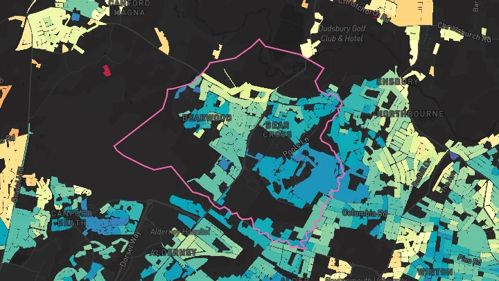 House price heatmap showing property values across Bournemouth