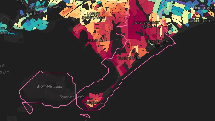House price heatmap showing property values across Poole