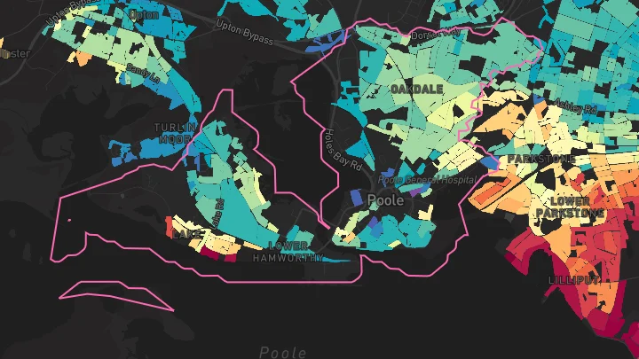 House price heatmap showing property values across Poole