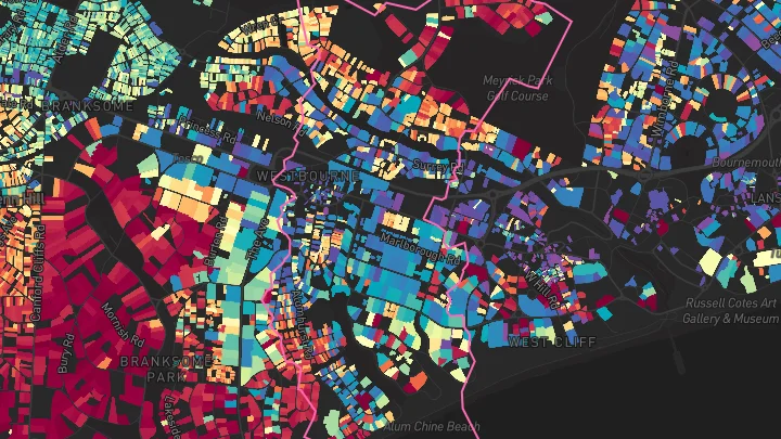 House price heatmap showing property values across Bournemouth