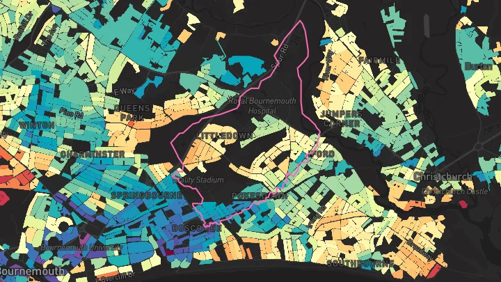 House price heatmap showing property values across Bournemouth