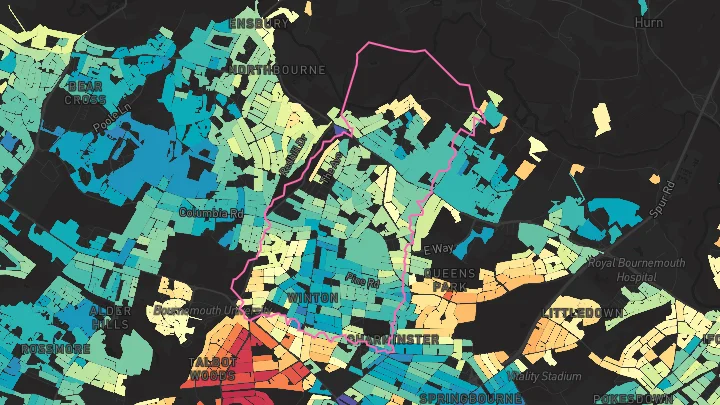 House price heatmap showing property values across Bournemouth